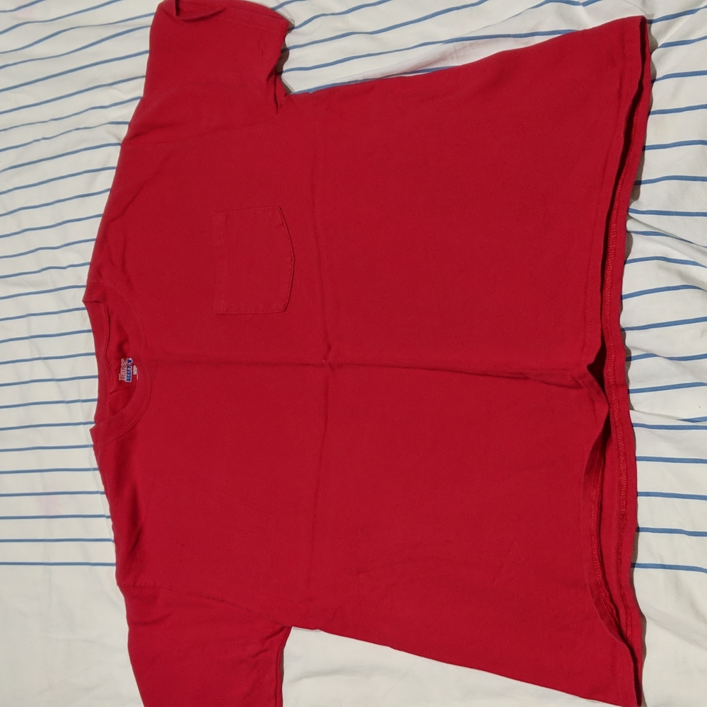 Lightly worn, Red Hanes Beefy Pocket T-shirt